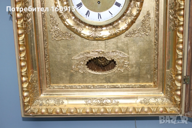 Оригинален античен австрийски стенен часовник с позлатена рамка., снимка 5 - Антикварни и старинни предмети - 51455435