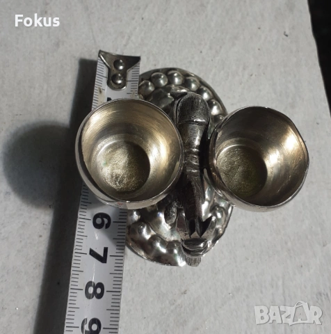 Стара малка антикварна сребърна солница с магаре маркировки, снимка 6 - Антикварни и старинни предмети - 53327536