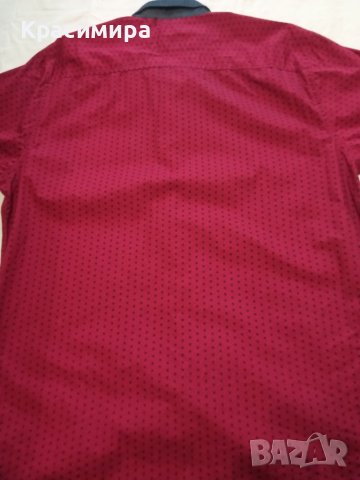 Тъмно червена риза pierre cardin - ХЛ, снимка 8 - Ризи - 39439984