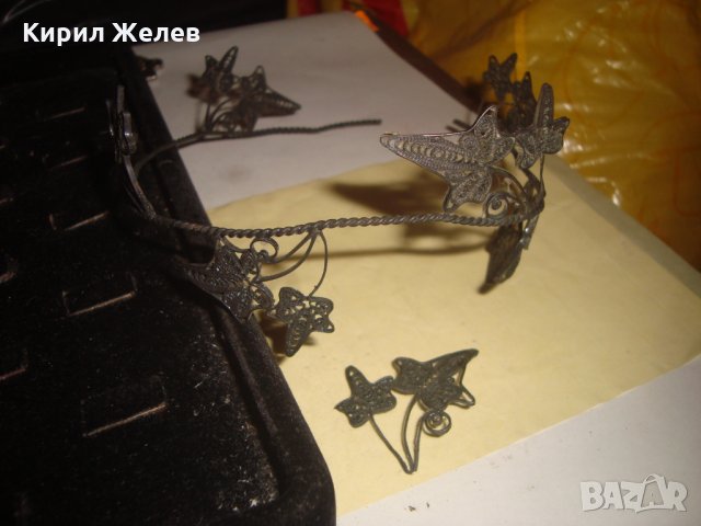 СТАРИНЕН ФИЛИГРАНЕН СРЕБЪРЕН ВЕНЕЦ ДИАДЕМА ВИСОКА ПРОБА СРЕБРО ЮВЕЛИРНА РАБОТА УНИКАТ КОРОНА 23493, снимка 6 - Антикварни и старинни предмети - 33213715