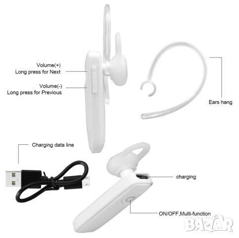 Безжична слушалка, Bluetooth hands free M165, снимка 4 - Слушалки, hands-free - 44909973
