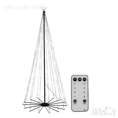Коледна елха, Конус, 627 LED с дистанционно управление и програма, 210см, снимка 2 - Декорация за дома - 52486029