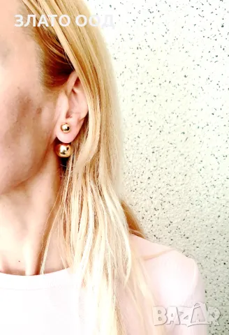 Златни обеци -14К с топчета