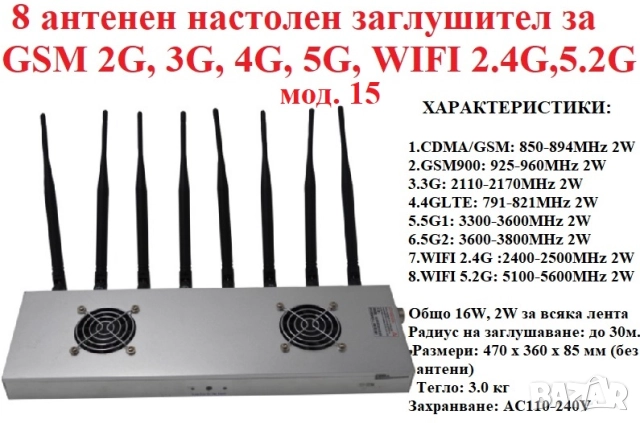 Заглушители за GSM, GPS, WiFi, Bluetooth, снимка 16 - Други - 52920319