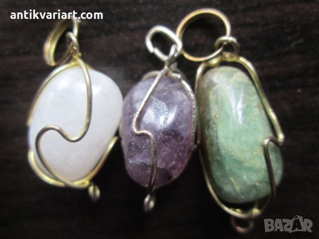 3 броя висулки за колие, естествени камъни, снимка 1