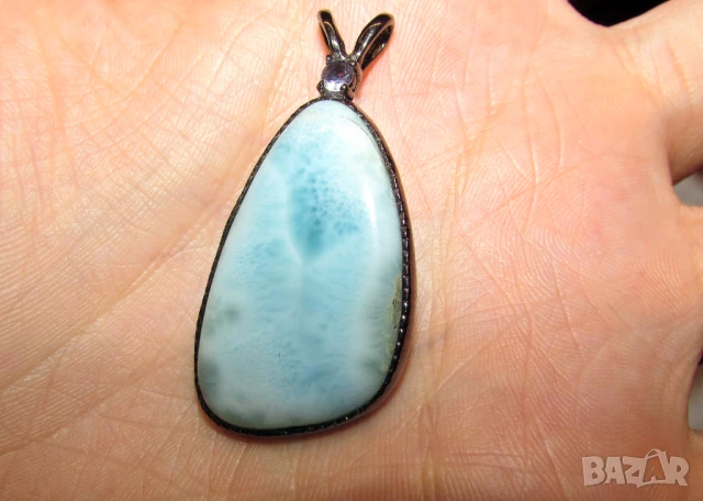 925 сребърно колие с ларимар, снимка 2 - Колиета, медальони, синджири - 50990799