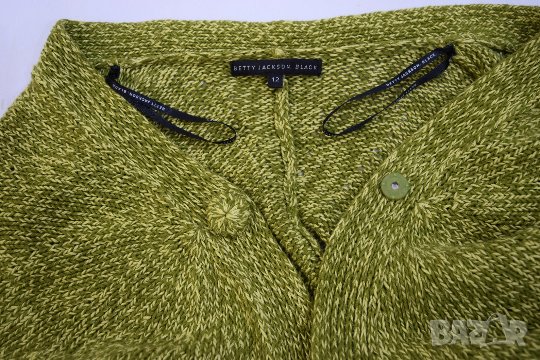 Betty Jackson дамска жилетка зелена лен и памук, снимка 7 - Жилетки - 33324522