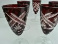 кристални чаши с гарафа червен цветен кристал, снимка 8