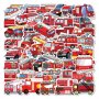 50 бр Пожарна пожарникарска кола самозалепващи лепенки стикери за украса декор, снимка 7
