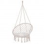 Уникална люлка за градина или дома, плетена люлка, висящ стол, бяла-екрю, 140 кг, без възглавничка, снимка 2
