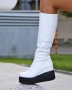 Ботуши на платформа - бяла кожа с черно ходило, снимка 2