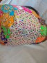 Мароканска ръчно изработена чанта от тъкана слама с флорална бродерия от памук, вълна и пайети, коже, снимка 7