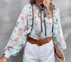 Флорална блуза, Елегантна блуза, Ефектна блуза, снимка 1 - Блузи с дълъг ръкав и пуловери - 43243862
