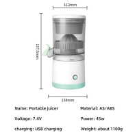 Автоматична акумулаторна Сокоизтисквачка за цитрусови плодове, 45W, снимка 4 - Сокоизстисквачки и цитрус преси - 44900275