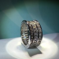 Сребърен пръстен с багети, модел на BVLGARI, снимка 6 - Пръстени - 28044949