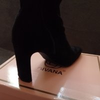 № 40 и 41 дамски високи ботуши чизми от имитация на велур и с висок ток в черен цвят, снимка 16 - Дамски ботуши - 43528795