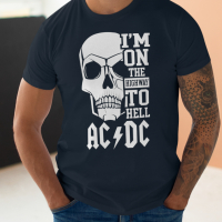Тениска с декоративен печат - AcDc I'M On The Hell, снимка 3 - Тениски - 44874562