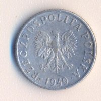 Полски грош от 1949 година, снимка 2 - Нумизматика и бонистика - 28511934
