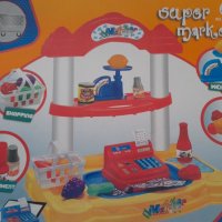 Магазин с касов апарат с пари и касова бележка, везна,продукти,кошница, снимка 3 - Електрически играчки - 38493052