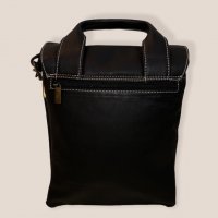 Голяма мъжка чанта през рамо от естествена кожа в черно, снимка 2 - Чанти - 34893712