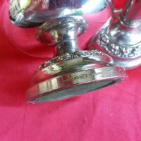 Стари Посребрени Английски Свещник и Купичка, снимка 4 - Антикварни и старинни предмети - 27275917