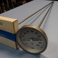 биметален термометър Wika thermometer ф100mm, 0/+200°C, L-650mm, снимка 7 - Резервни части за машини - 37084357