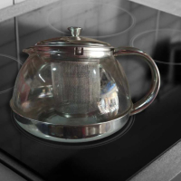 Стъклена кана за чай от неръждаема стомана с цедка за листа, снимка 2 - Аксесоари за кухня - 44863300
