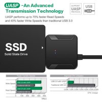 USB 3.0 към SATA III (сата) кабел за 2.5" и 3.5" HDD и SSD + захранване, снимка 4 - Други - 43401640