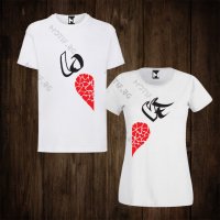 Тениски за двойки - Свети Валентин - дамска тениска + мъжка тениска, снимка 1 - Романтични подаръци - 27735698