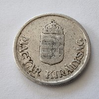 Монета. Унгария. 1 пенго . 1941 година. Алуминий., снимка 3 - Нумизматика и бонистика - 37196271