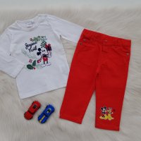 Комплект за момче Мики Маус блуза и нов панталон 9-12 месеца, снимка 5 - Комплекти за бебе - 42934284