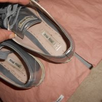 Miu Miu Silver Crystal Swarovski Leather Sneakers, снимка 12 - Дамски ежедневни обувки - 26638146