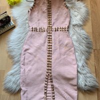 Бандажна розова рокля, снимка 1 - Рокли - 43272455