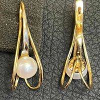 Руски златни обеци с естествени перли, снимка 1 - Обеци - 40172611