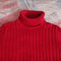 Червен плетен пуловер, снимка 3 - Блузи с дълъг ръкав и пуловери - 27592786