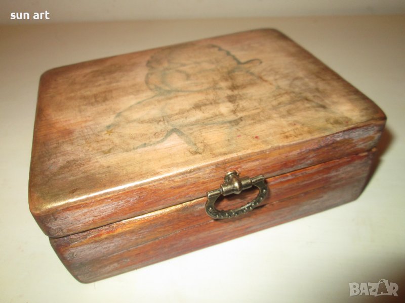 стара дървена кутийка с ангелче, снимка 1