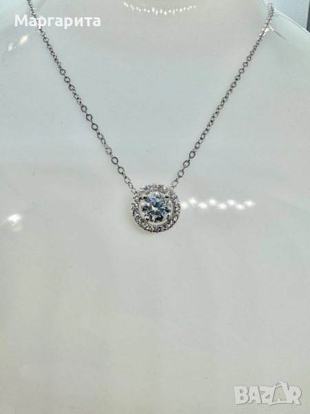 Сребърно колие с мойсанит (диамант) 1 карат, снимка 1
