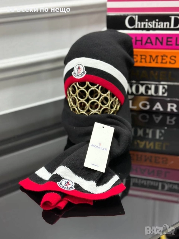 Moncler Комплект Шапка И Шал Монклер - Бели Или Черни Код E1146, снимка 1
