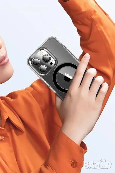 Калъф PVC Wlons Anti-Yellowing MagSafe / Черен-прозрачен / за iPhone 16 6.1 Баркод : 3130990, снимка 1