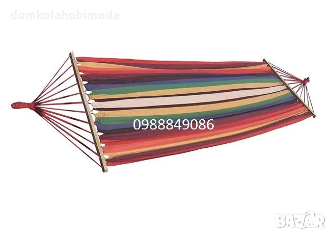 Двоен хамак 200x150 см, 4 цвята , С въжена хълка в края , снимка 1