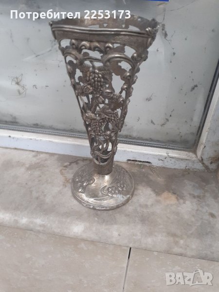 Калаена рисувана ваза за сухи цветя, снимка 1