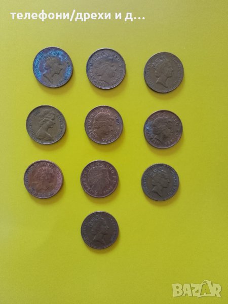 Английски стотинки 1 пени х11, снимка 1