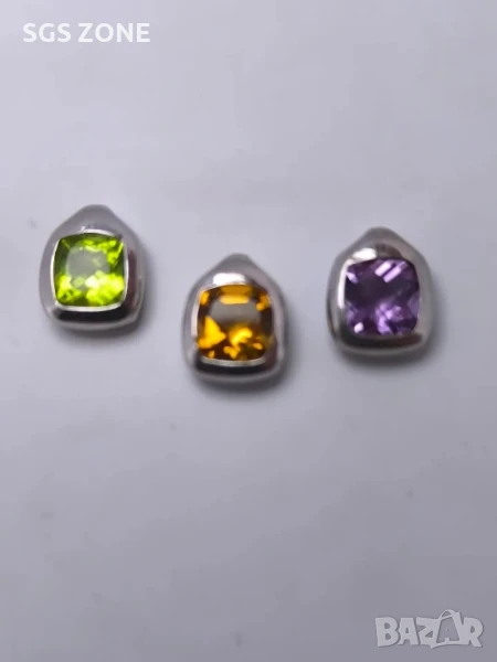 СРЕБЪРНА ВИСУЛКА ОТ ТАЙЛАНД С АМЕТИСТ, ПЕРИДОТ, ЦИТРИН, снимка 1