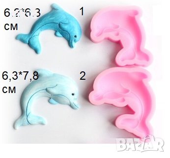 2 размера Делфин силиконов молд форма декор украса сладки фондан мъфини и шоколад, снимка 1