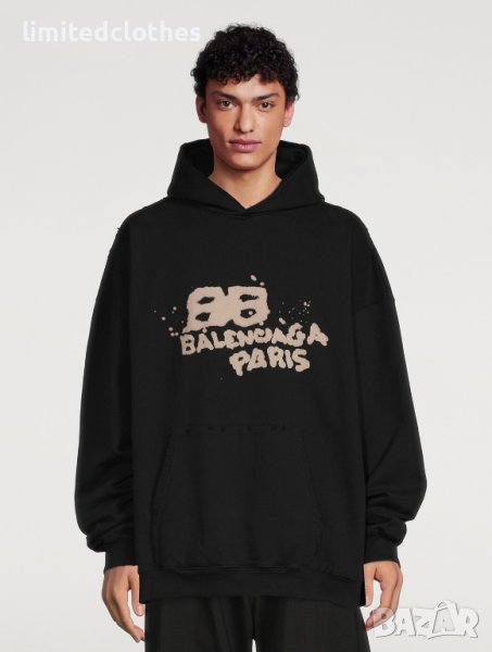 BALENCIAGA Hand Drawn BB Icon Logo Oversized Мъжко / Дамско Горнище тип Суичър size XXS и M, снимка 1
