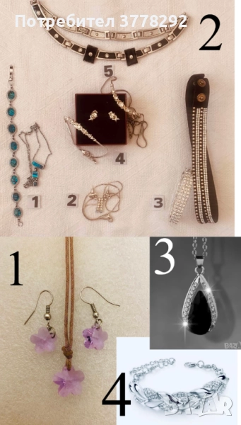 Комплект - колие и обици с кристали SWAROVSKI, и още 7 броя и комплекта, снимка 1