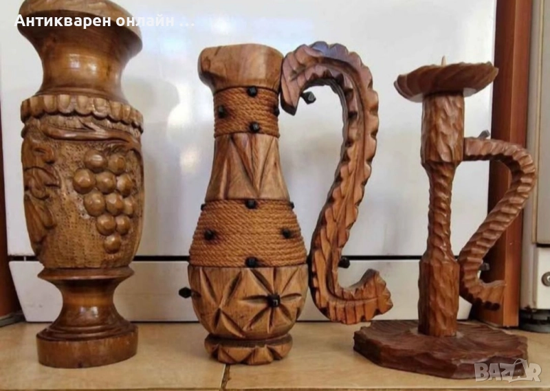 Свещник и вази дърворезба, снимка 1