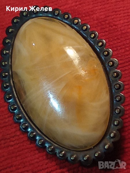 РЕТРО ВИНТИДЖ СССР БРОНЗОВА БРОШКА с КАТАЛИН 21694, снимка 1