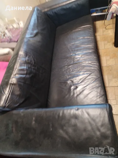 Диван и два фотьойла от естествена кожа, снимка 1