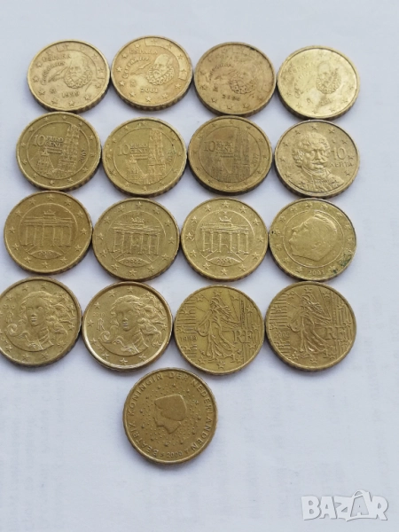 лот 17 монети от 10 евроцента различни държави, снимка 1